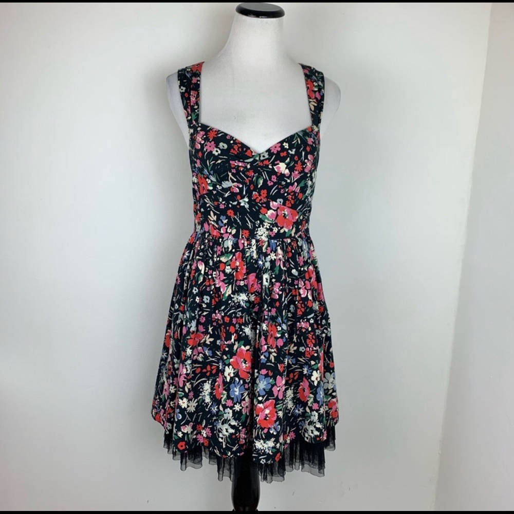 Free People Floral Fit & Flare Dress Black Size 6